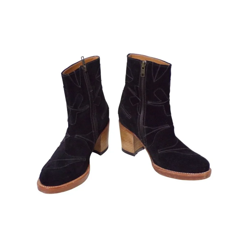 ๐ SYLVEN New York Black Suede Ankle Boots Booties 5.5 - Picture 3 of 11